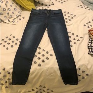 Pants denim with black strip down side